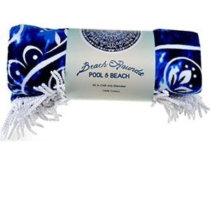 Loftex Loft Pool & Beach Round Cotton Towels, 65" Diameter, Blue and White